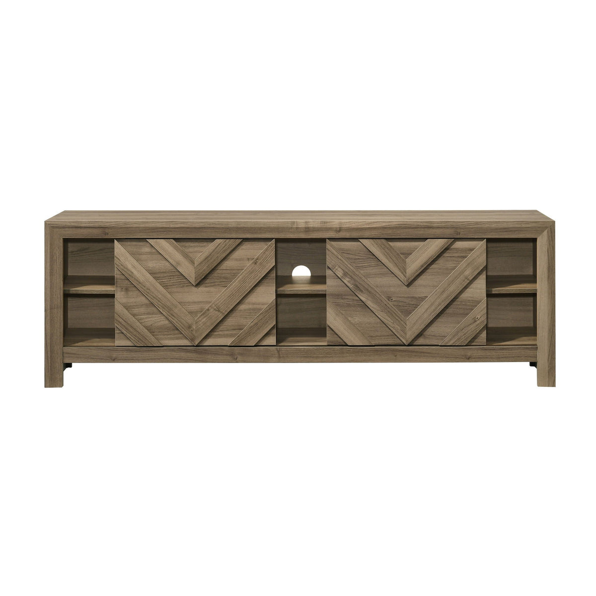 Chevron Patterned Living Room TV Stand - Light Brown