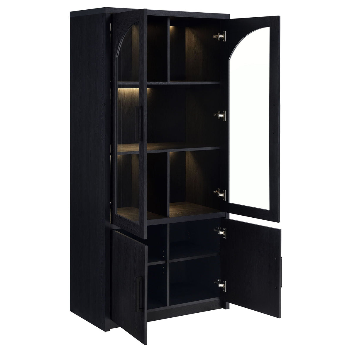 Riva 4-door Tall Accent Display Cabinet LED Lighting Black