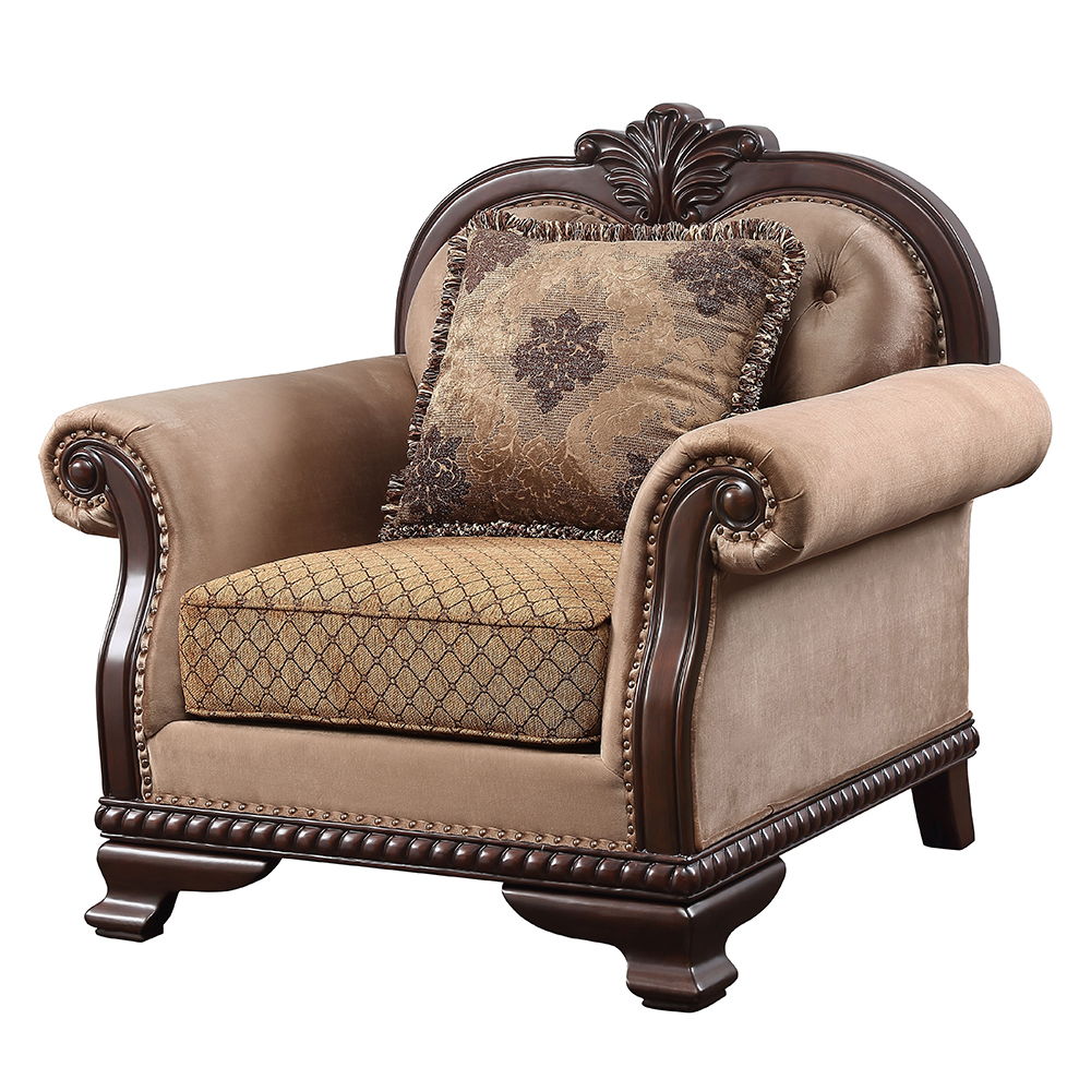 Chateau De Ville - Chair With Pillow (Same Lv01590) - Fabric & Espresso