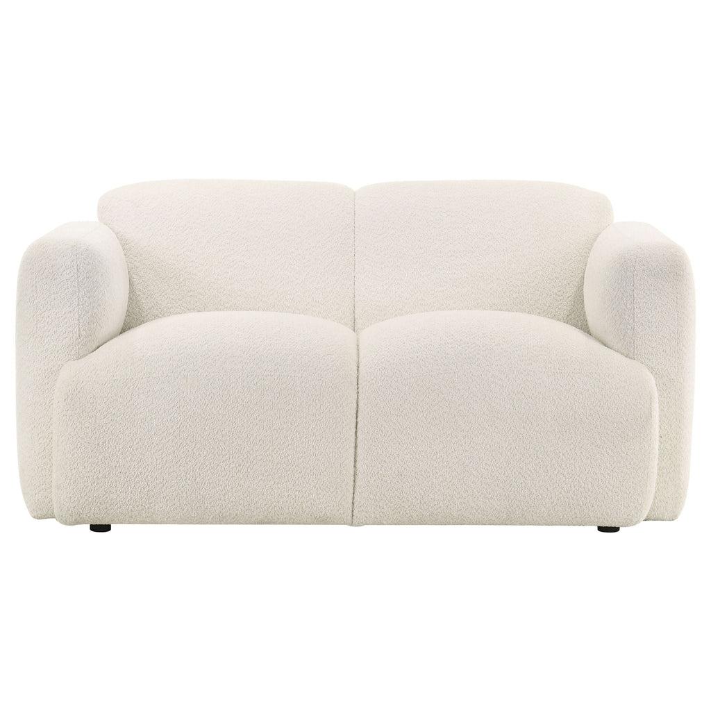 Dorset Fabric Upholstered Round Track Arm Loveseat White
