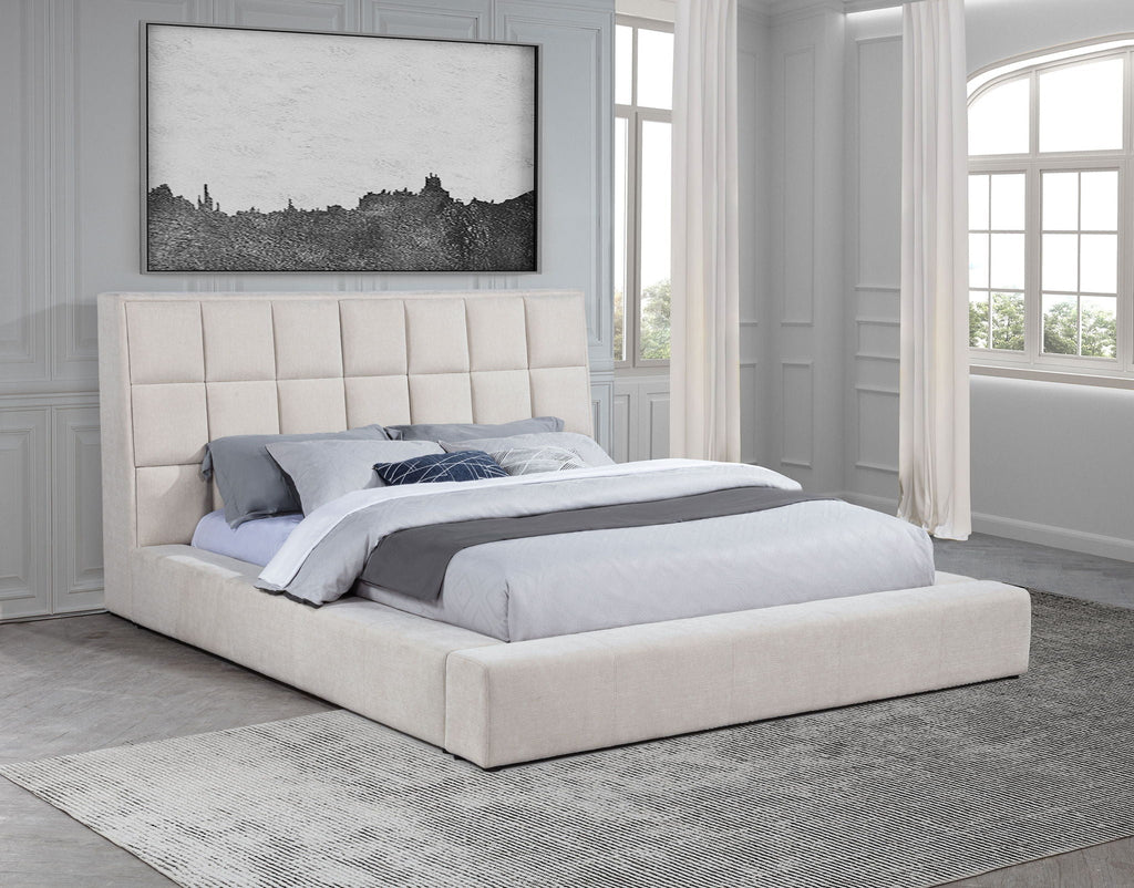 Dreux Upholstered Eastern King Panel Platform Bed Cream