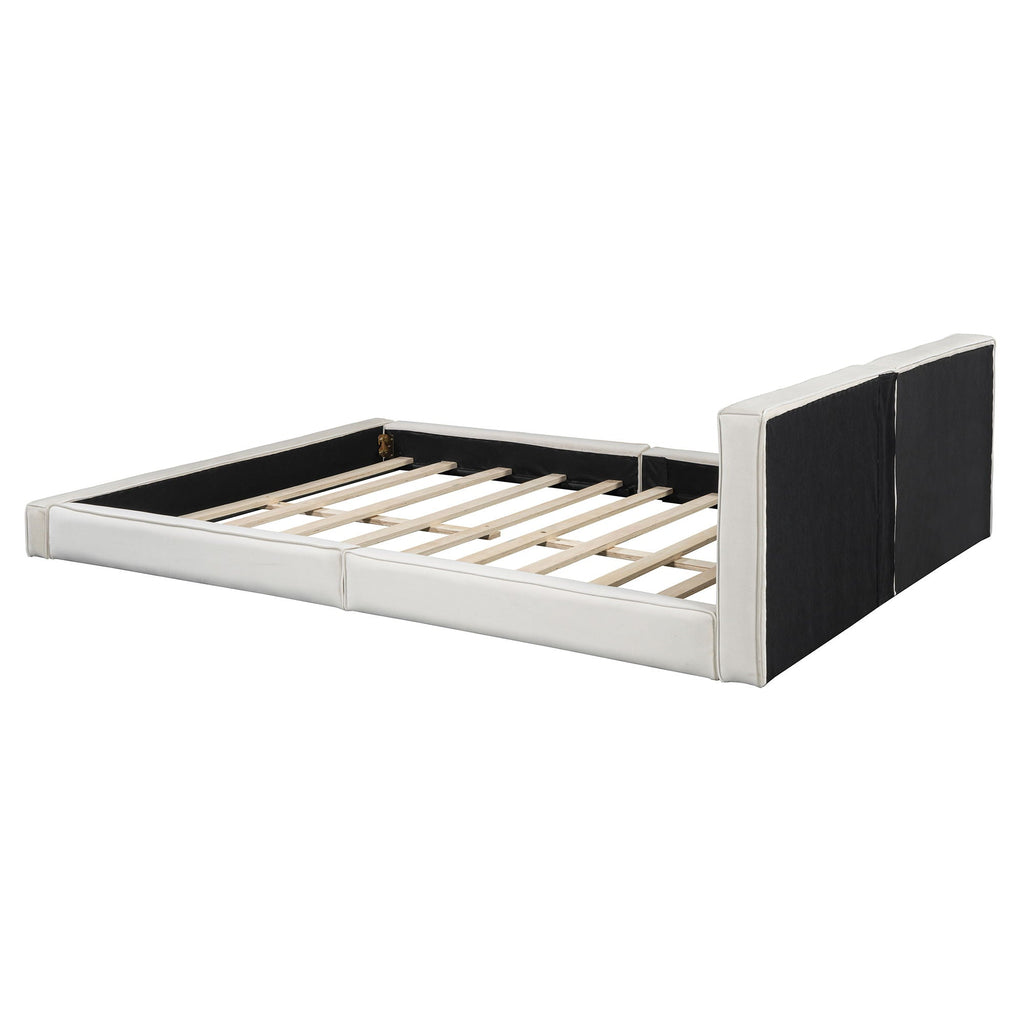 Upholstered Platform Bed, Grounded Bed With Solid Frame