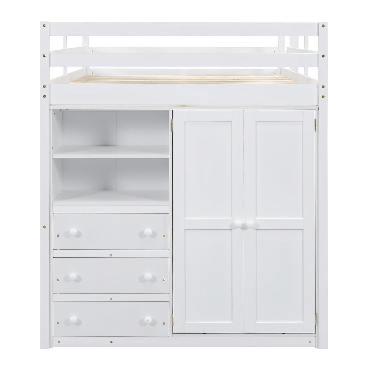 Loft Bed With Built In Wardrobe, Shelves And Drawers
