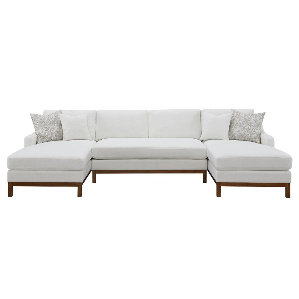 Valiant - Sectional Sofa With 4 Pillows - Ivory Chenille