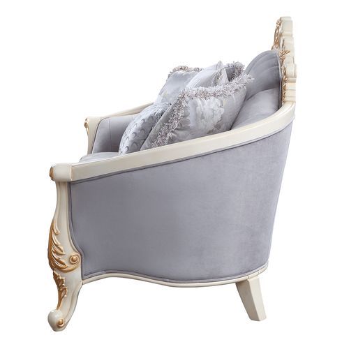 Galelvith - Loveseat With 4 Pillows - Gray Fabric