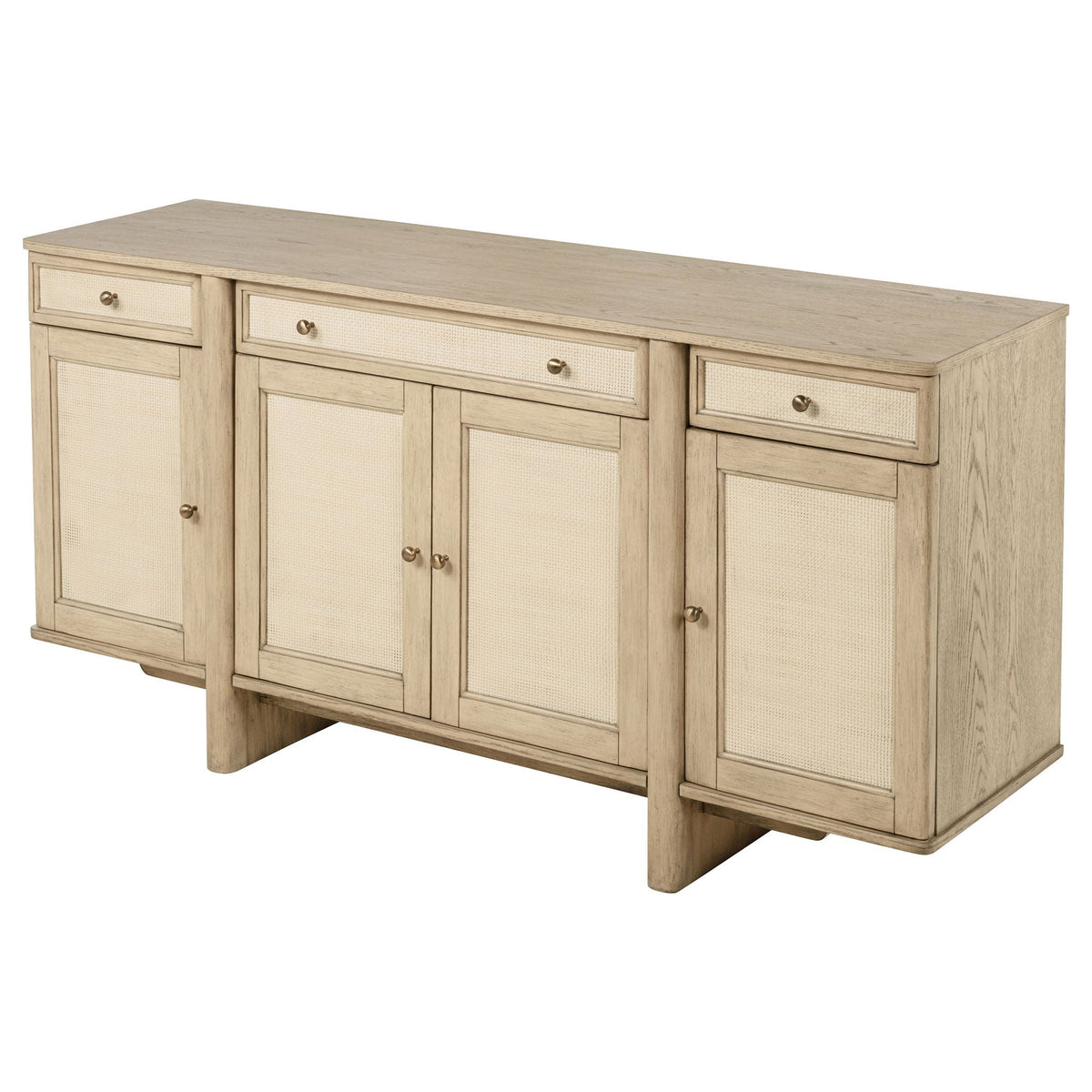 Kailani 4-door Cane Sideboard Buffet Cabinet Beige Oak