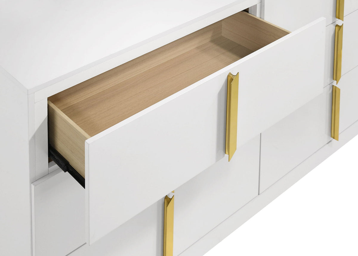 Ines 6-drawer Bedroom Dresser Cabinet White High Gloss