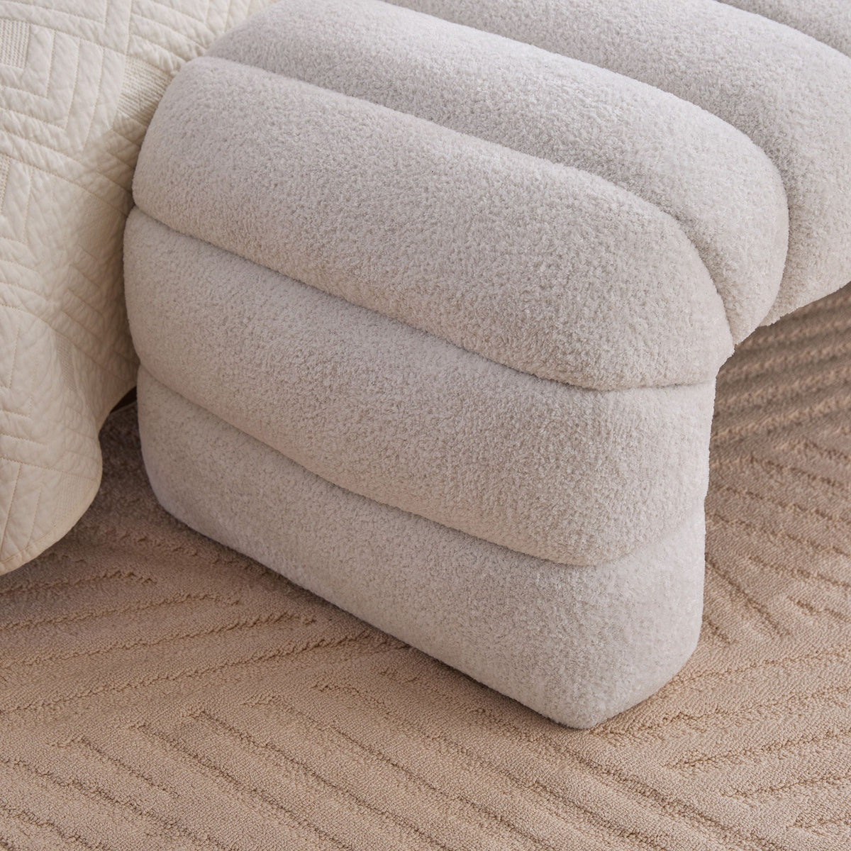 Modern Upholstered Armless Bed Bench With Channel Tufted Design
