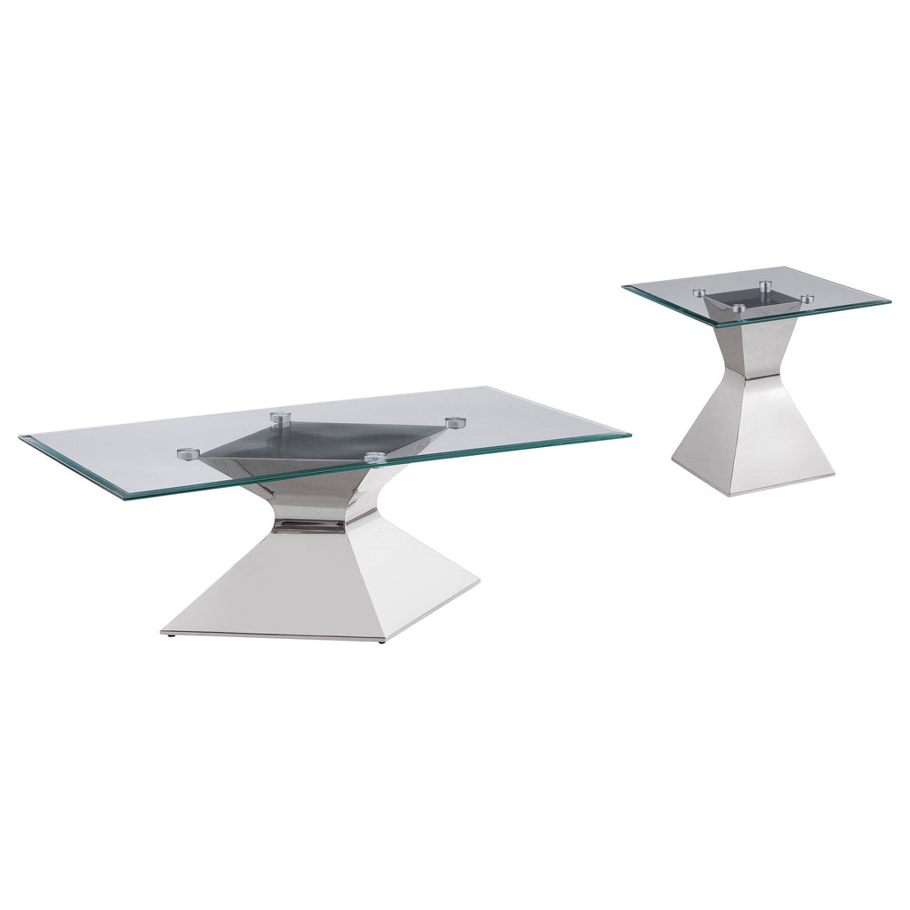 Jenny 2-piece Rectangular Coffee and End Table Set Chrome