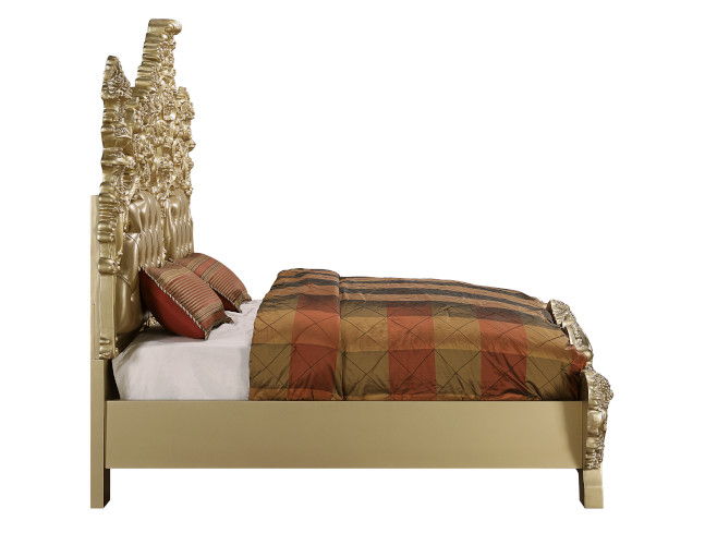 Seville - Eastern King Bed - Synthetic Leather & Gold