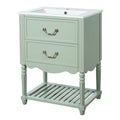 Wave Design Bathroom Vanity With Sink, 2 Drawers And Open Shelf