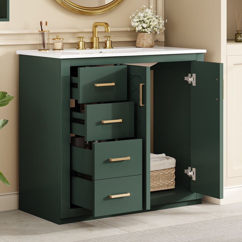 Bathroom Vanity With Sink Combo, Storage Cabinet, Freestanding Set With 3 Drawers & Soft Closing Doors