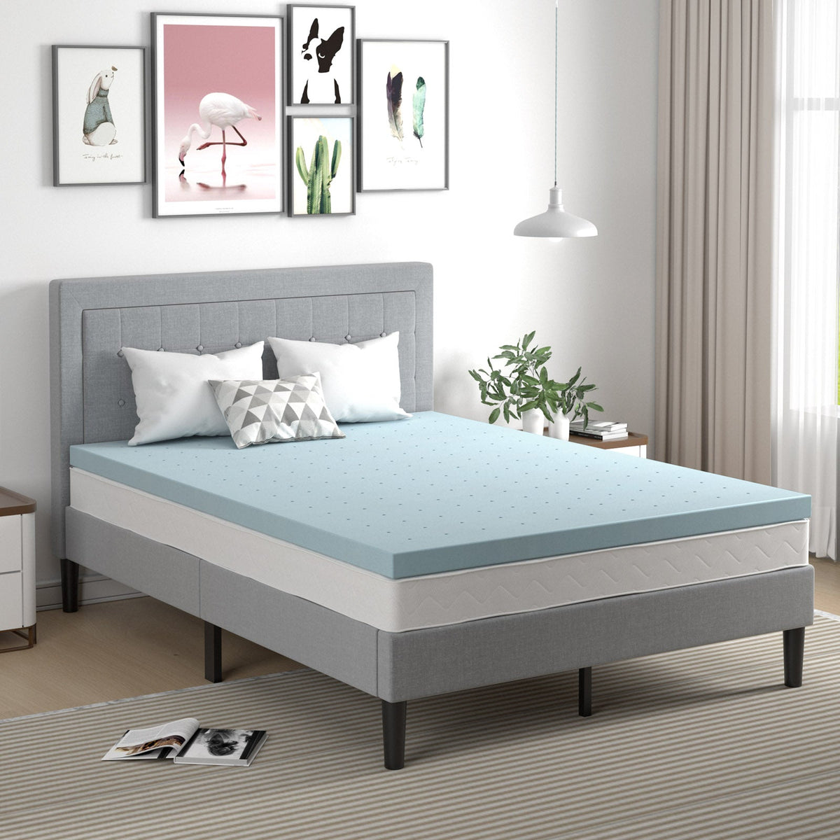 4 Inch Gel Injection Memory Foam Mattress Top Ventilated Mattress Double Bed