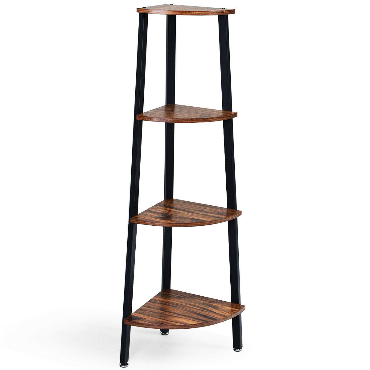 4-Tier Corner Shelf Metal Storage Rack Domestic Bookcase