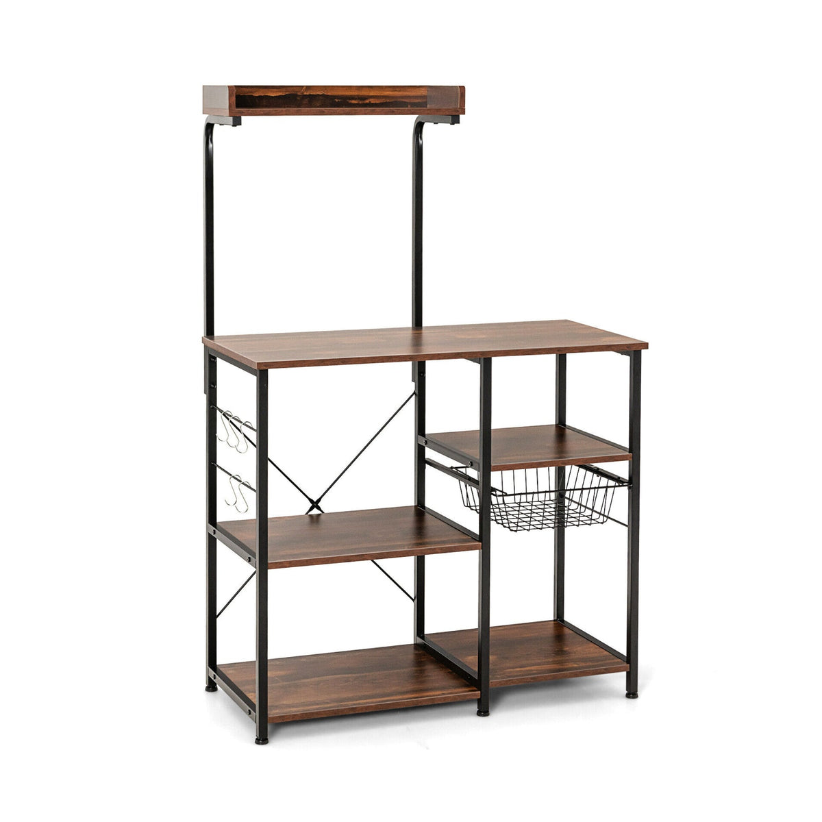 4 Tier Vintage Kitchen Baker's Rack Utility Microwave Stand-Coffee