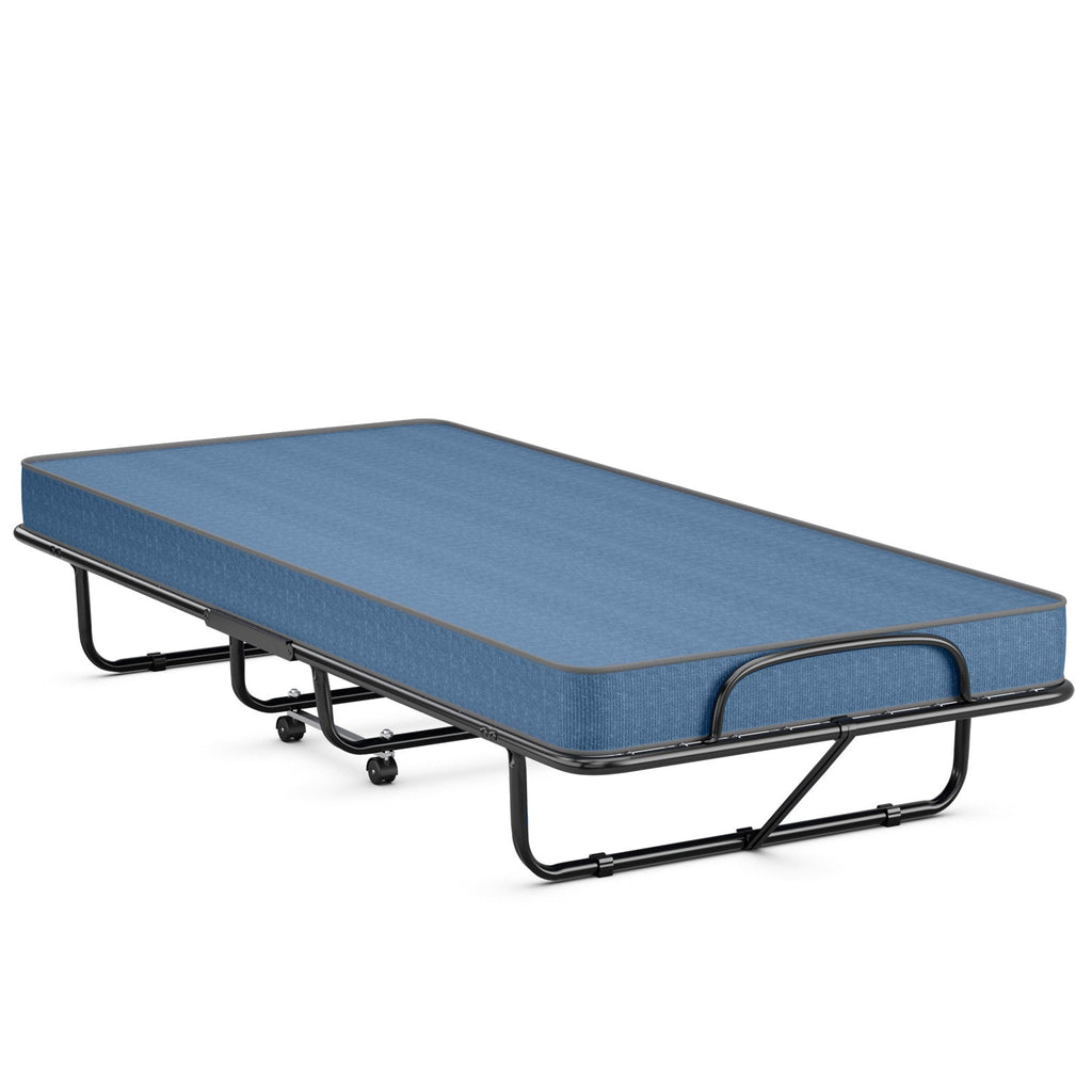 Rollaway Guest Bed with Sturdy Steel Frame and Memory Foam Mattress Made in Italy