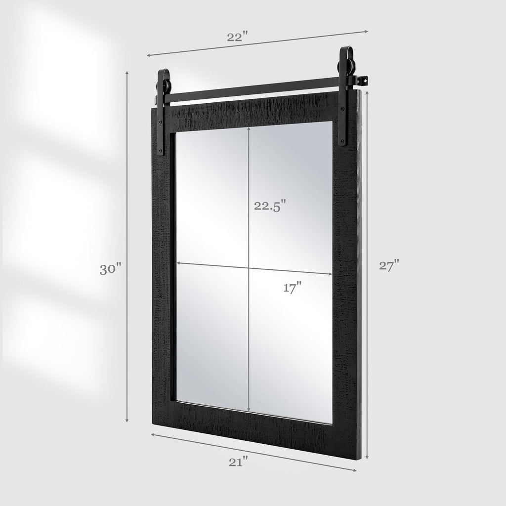 30 x 22 Inch Wall Mount Mirror with Wood Frame