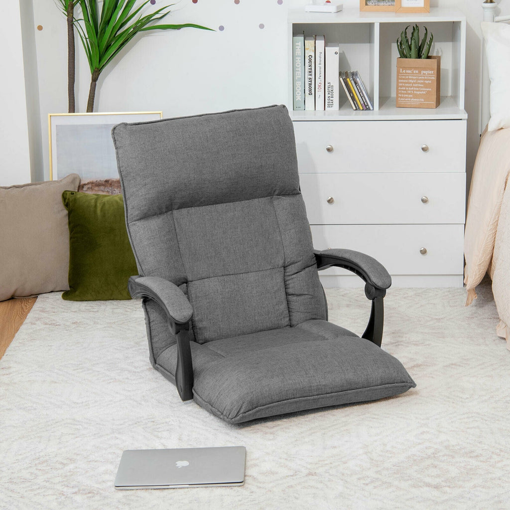 14-Position Adjusting Lazy Sofa Chair with Waist Pillow and Armrests