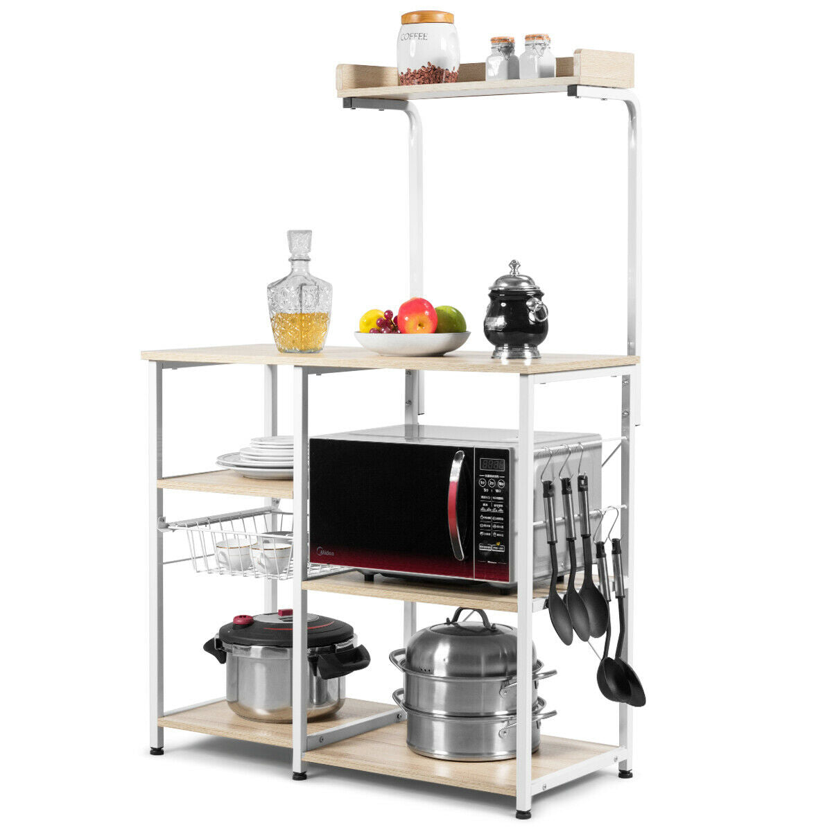4 Tier Vintage Kitchen Baker's Rack Utility Microwave Stand-Coffee