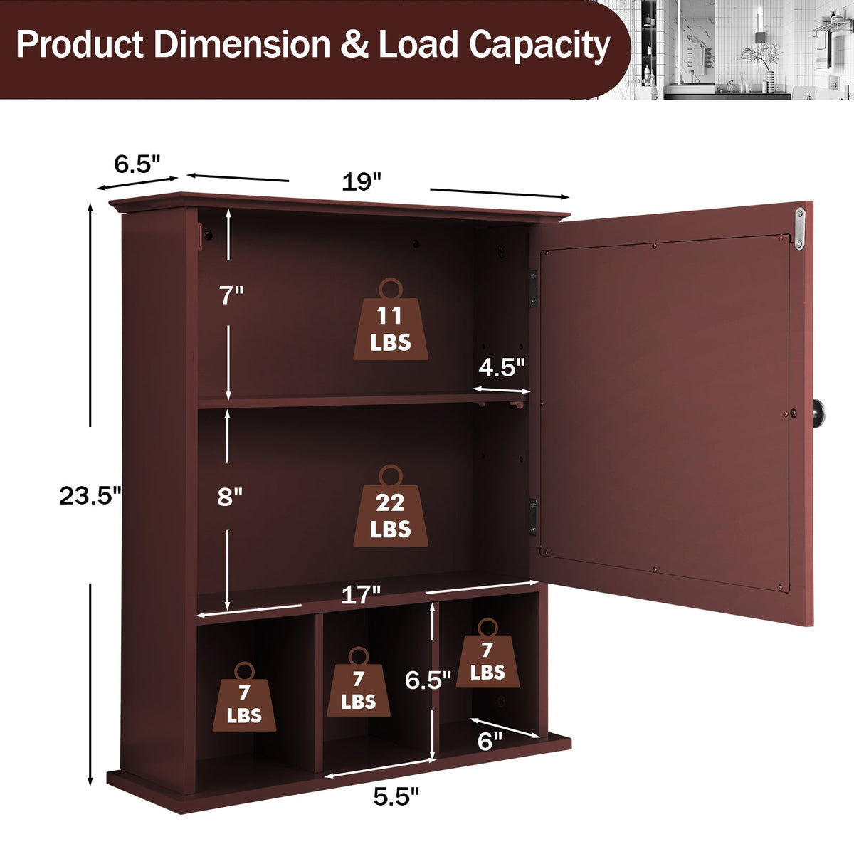 Wall Mounted and Mirrored Bathroom Cabinet