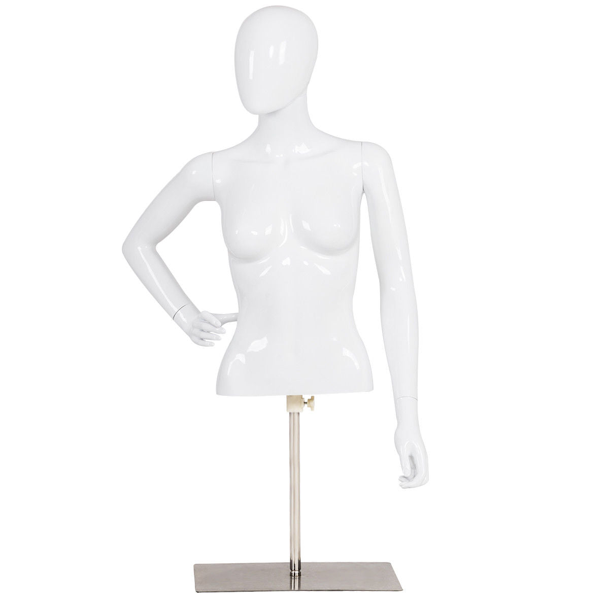 Female Mannequin Torso Adjustable Height with Metal Stand