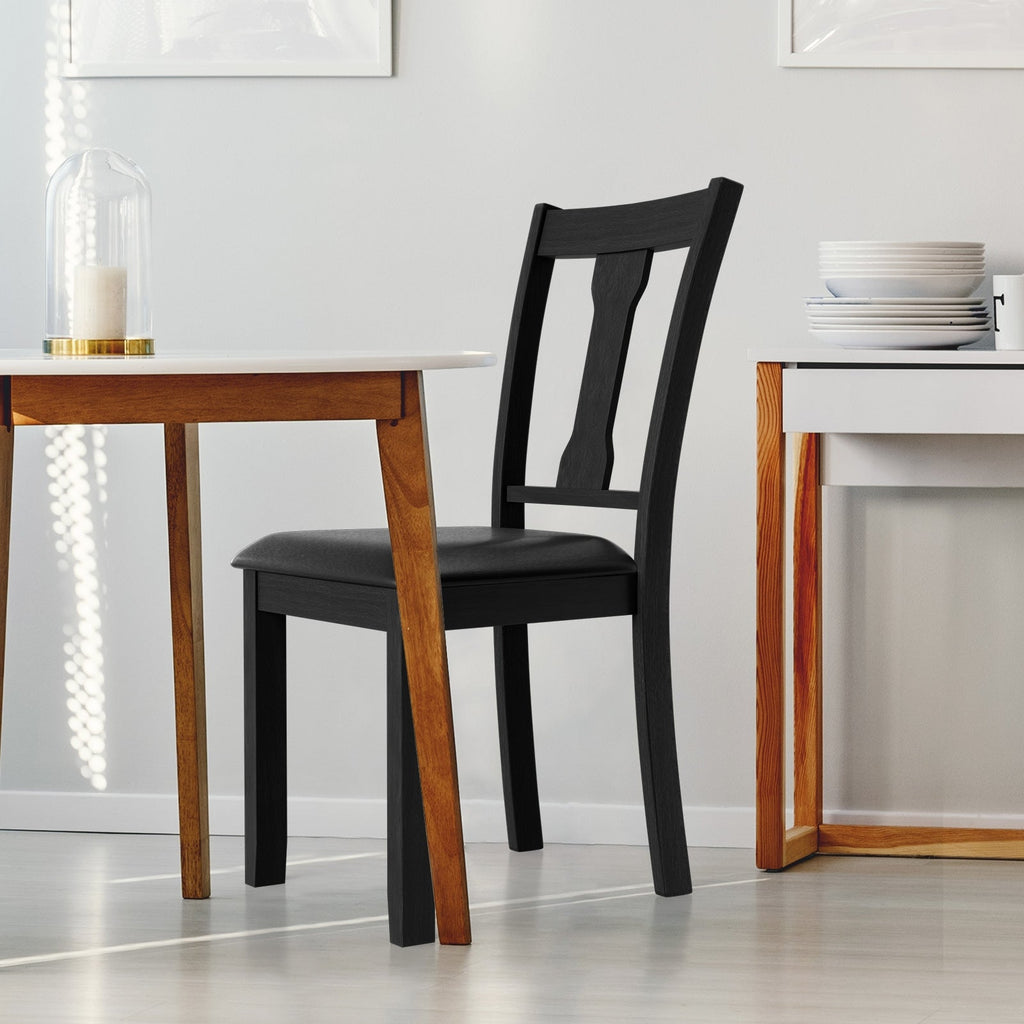 Set of 2 Dining Room Chair with Rubber Wood Frame and Upholstered Padded Seat