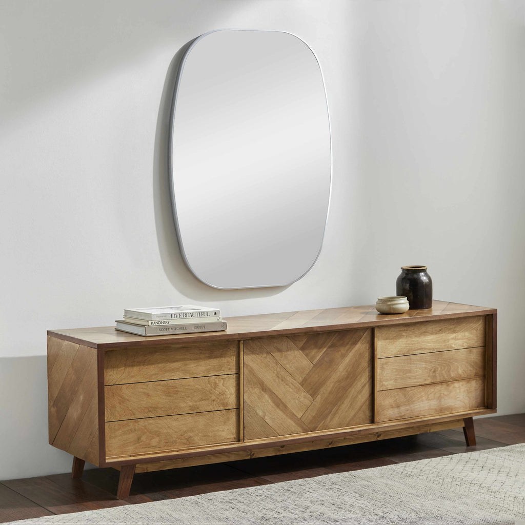Kopparberg Metallic Silver Gold Frame Round Mirror