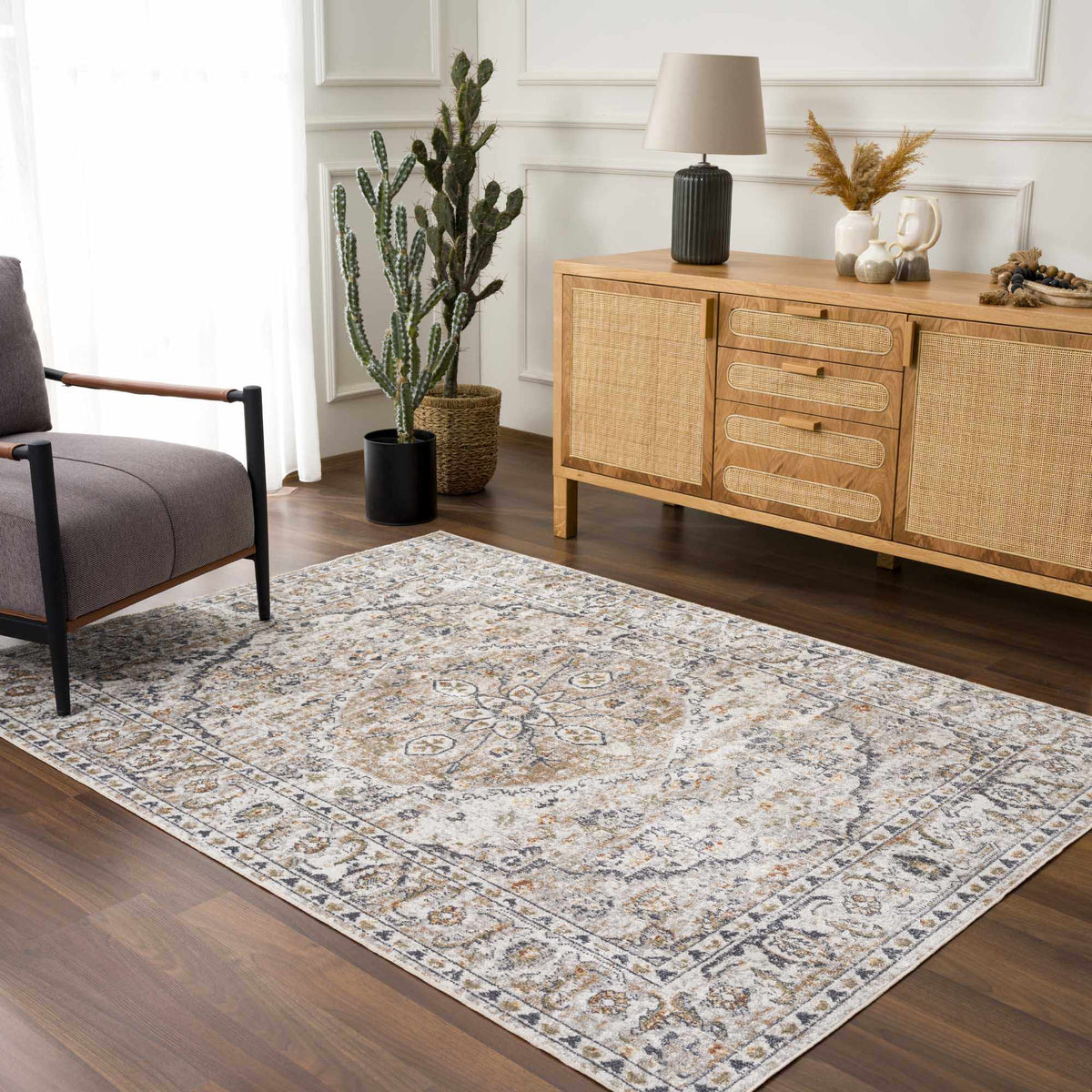Hiti Cream Flat Pile Washable Rug