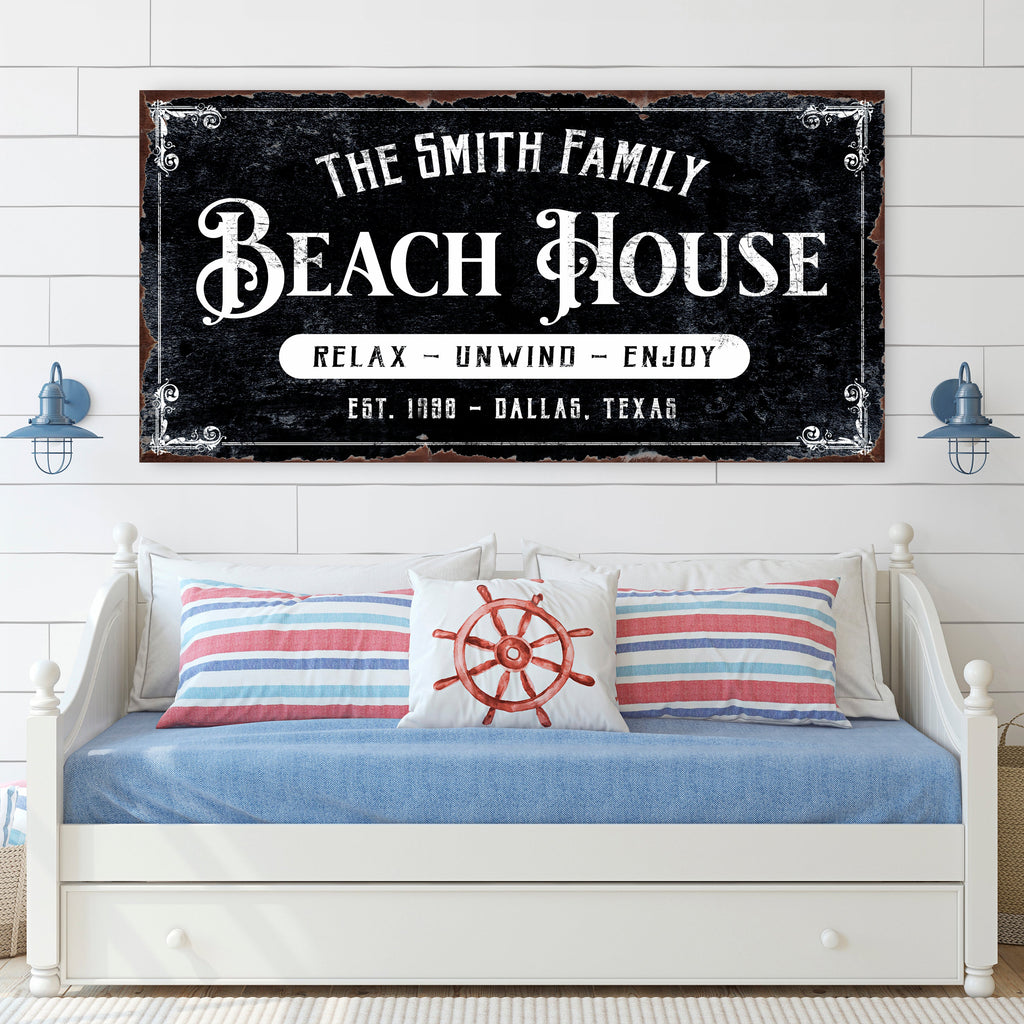 Beach House Personalized Sign III
