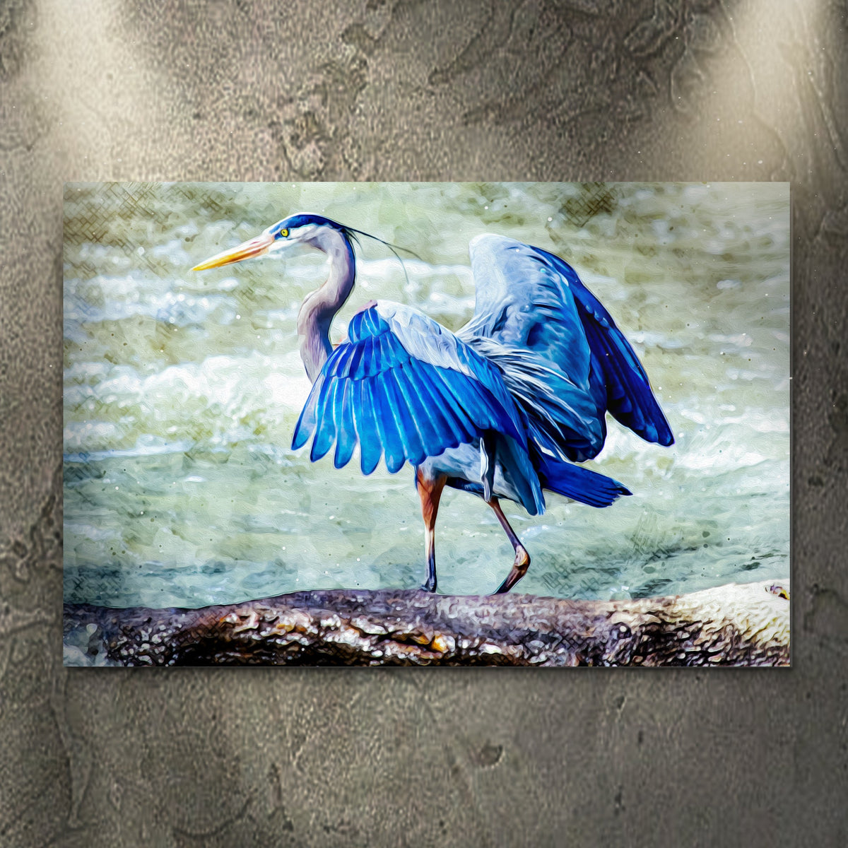Beach Blue Heron Canvas Wall Art II