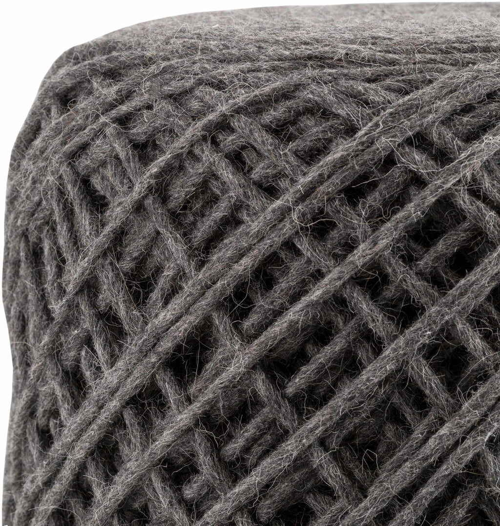 Moapa Charcoal Wool Pouf