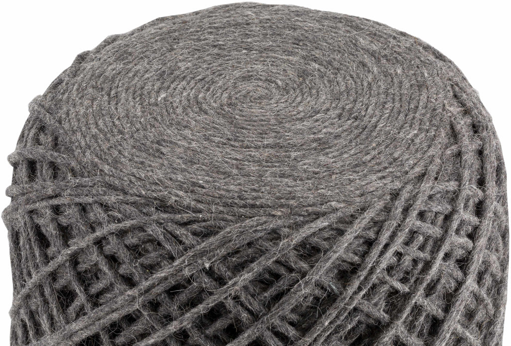 Moapa Charcoal Wool Pouf