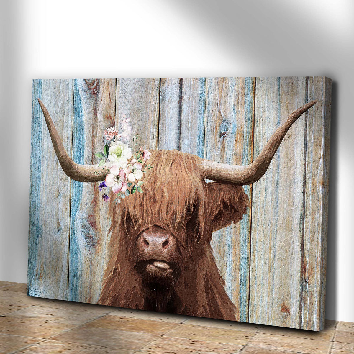 Highland Cow Rustic Painting Canvas Wall Art