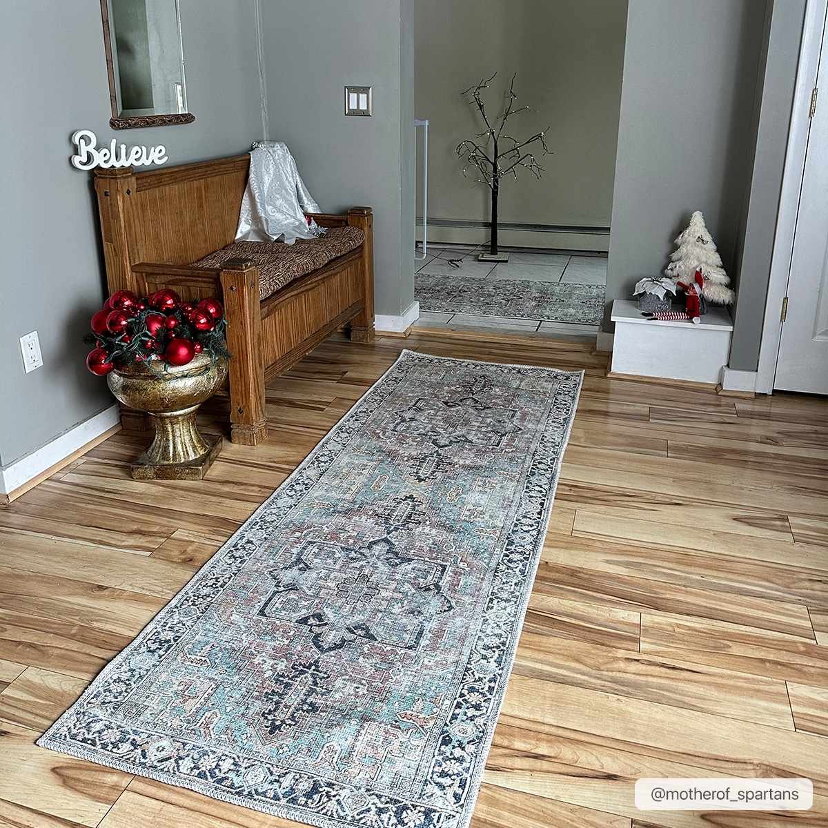Green Nisa Tumble Dry Washable Rug