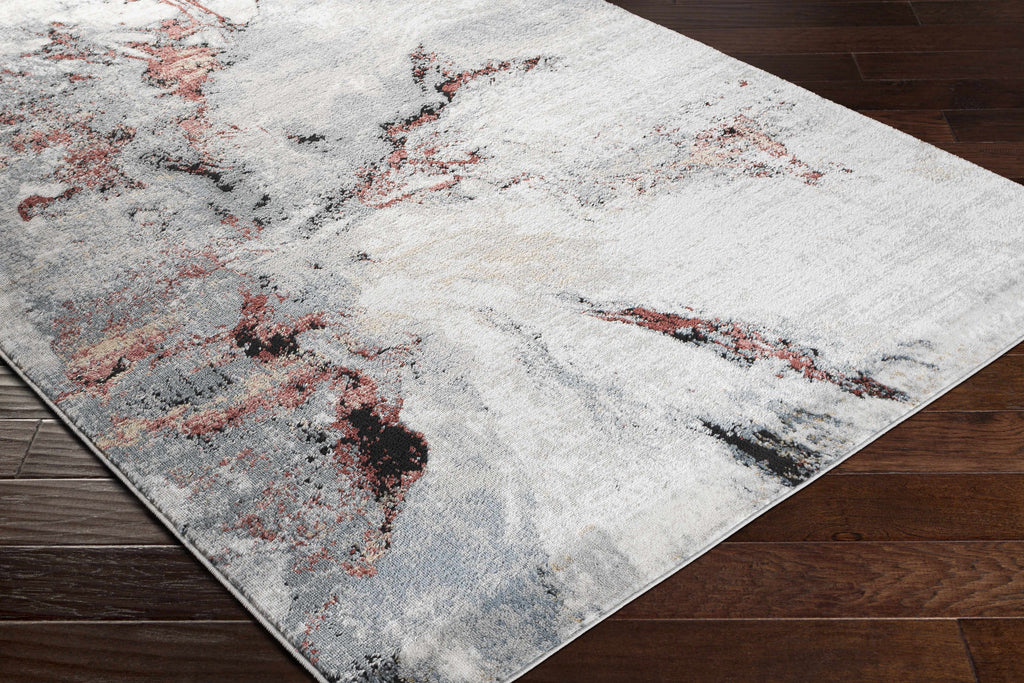 Kirkland Silver-Red Marble Rug