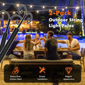 String Light Poles 2 Pack Outdoor Metal Poles with Top Arc Hook and 5-Prong Base
