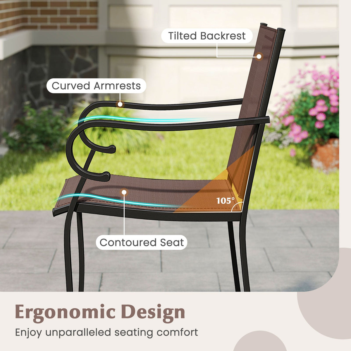 Outdoor Counter Height Bar Stools Set of 4 with Breathable Mesh Fabric