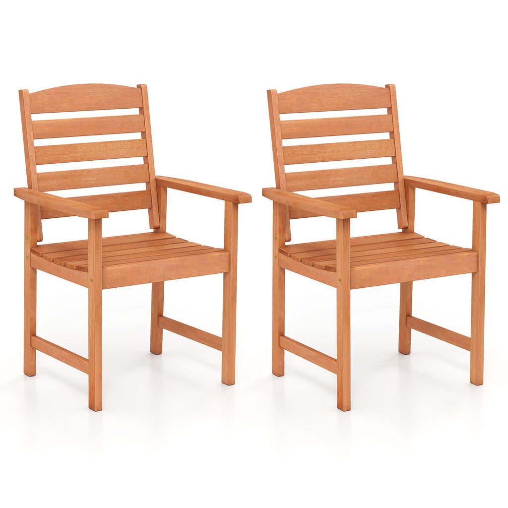 Outdoor Wooden Dining Chairs with Inclined Backrests and Slatted Seats