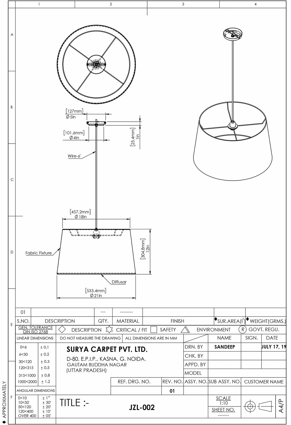 Panubigan Ceiling Light - Clearance