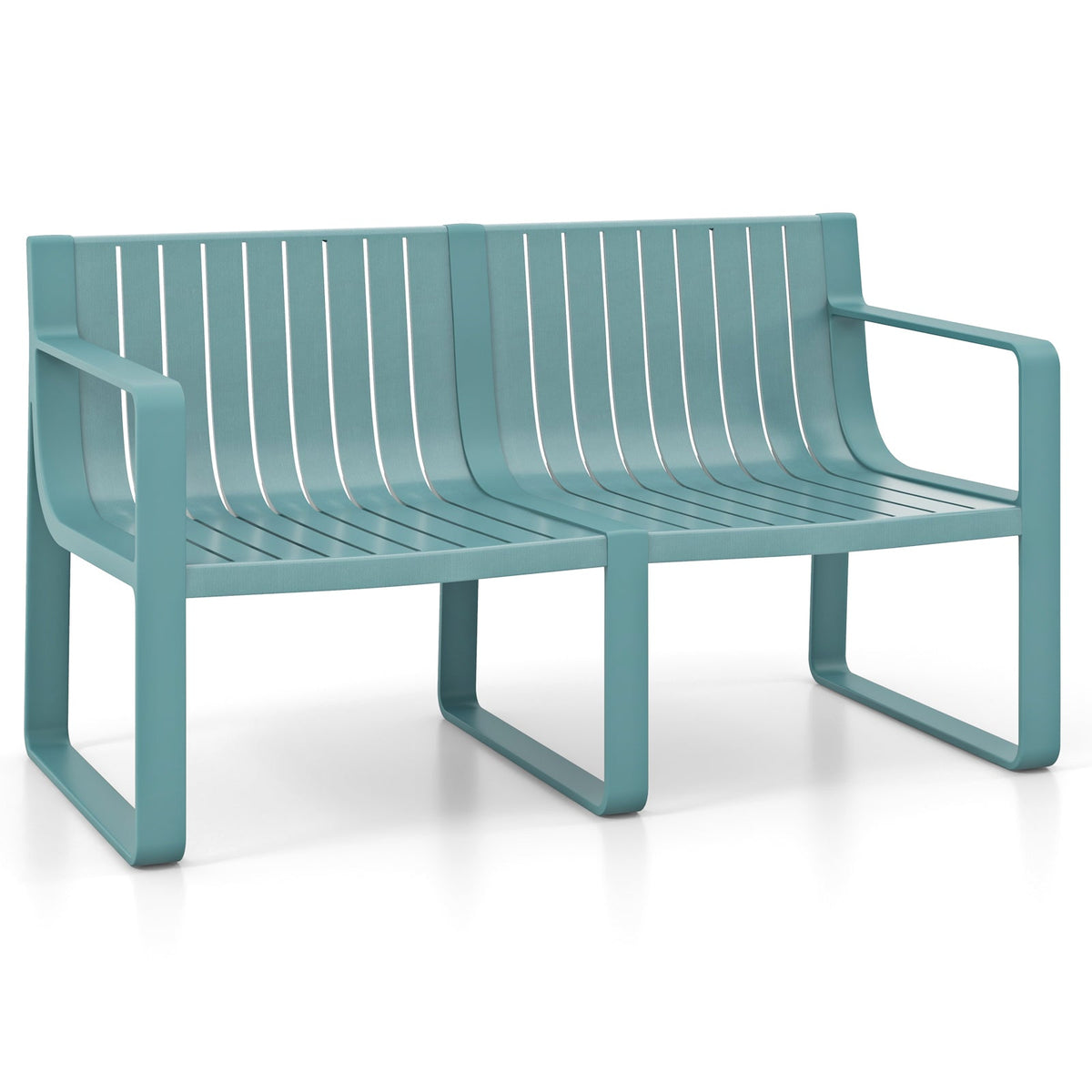 Weather-resistant Plastic 2-Person Bench with Curved Backrest
