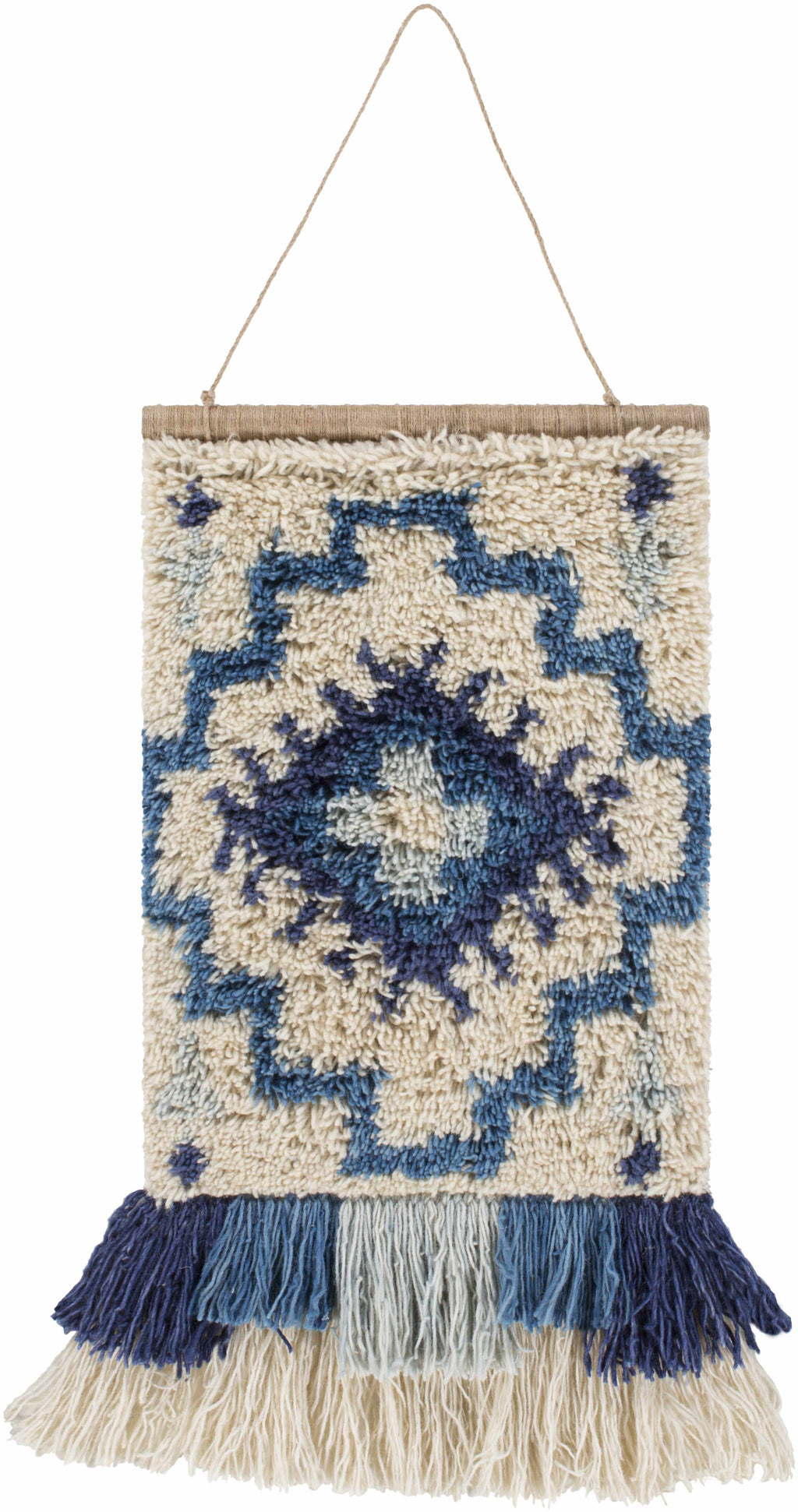 Philomont Ivory and Blue Geometric Wall Hanging - Clearance