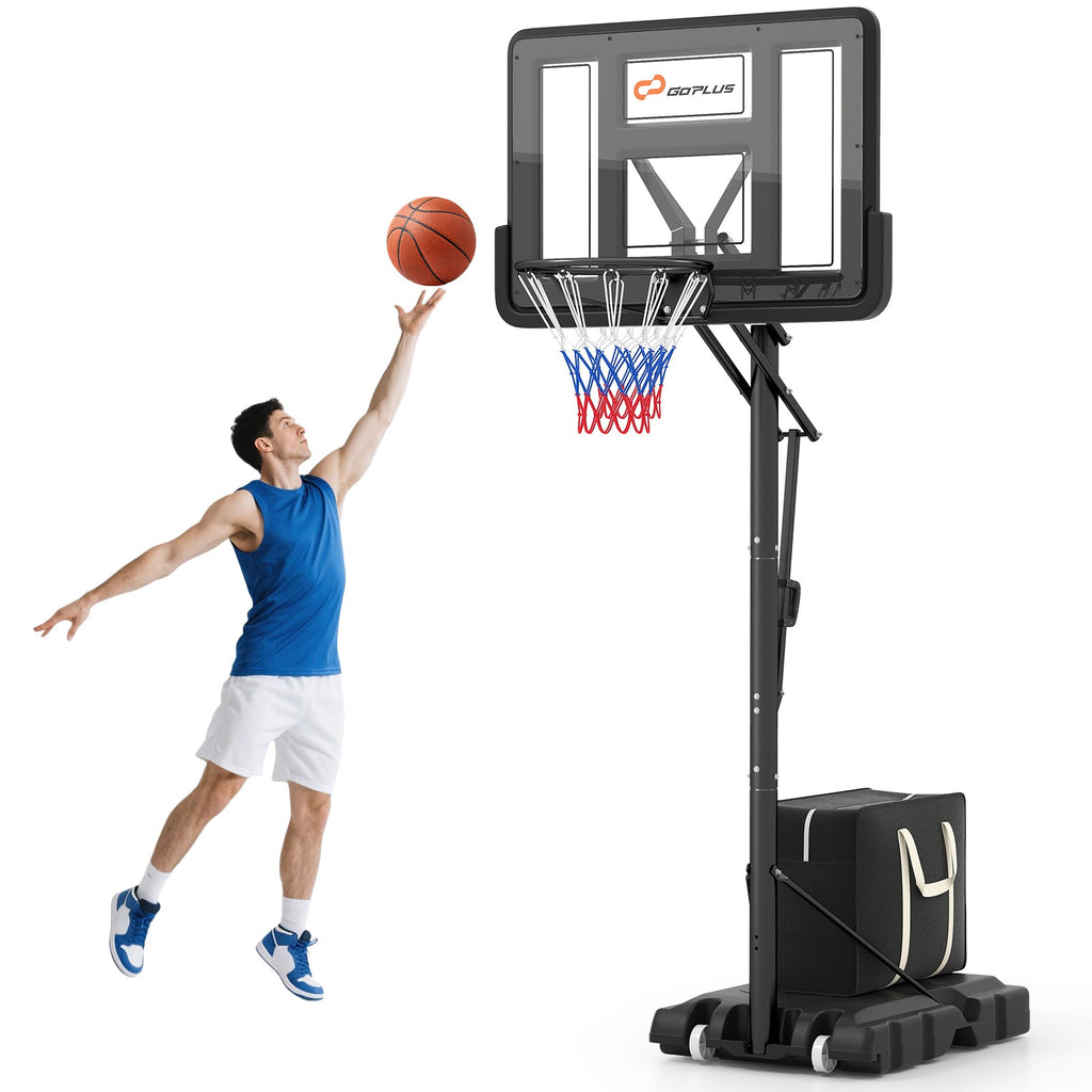 Portable Basketball Hoop with 4.6 to 10 Feet 10-Level Height Adjustable