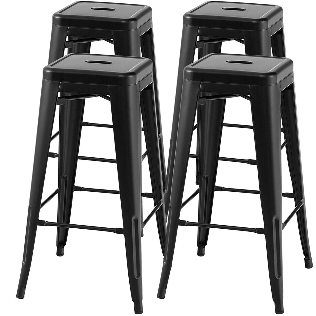 30 Inch Bar Stools Set of 4 with Square Seat and Handling Hole