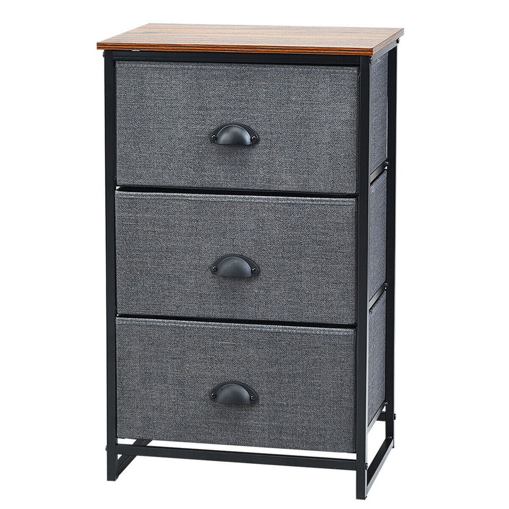 Nightstand Side Table Storage Tower Dresser Chest with 3 Drawers