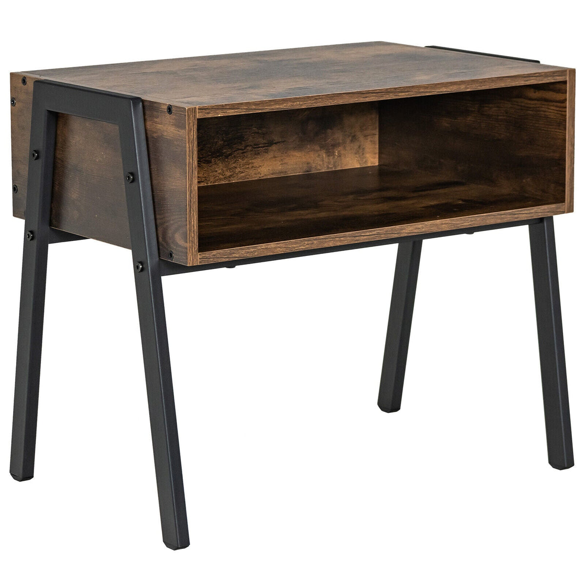 1 Piece Stackable Night Stand Shelf Accent Table with Metal Frame