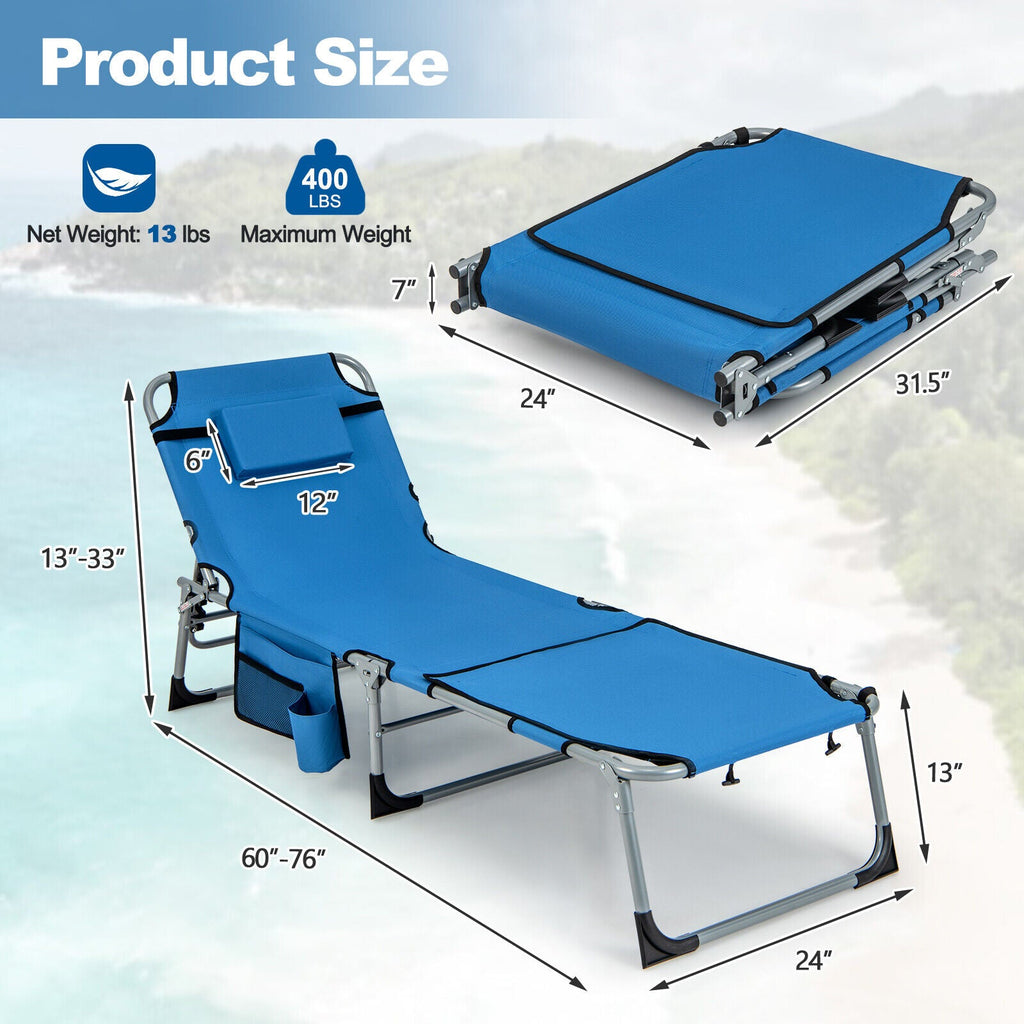 5-position Outdoor Folding Chaise Lounge Chair
