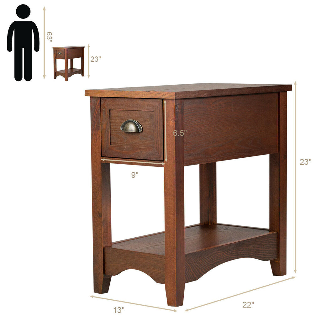 Contemporary Chair Side End Table Compact Table with Drawer Nightstand