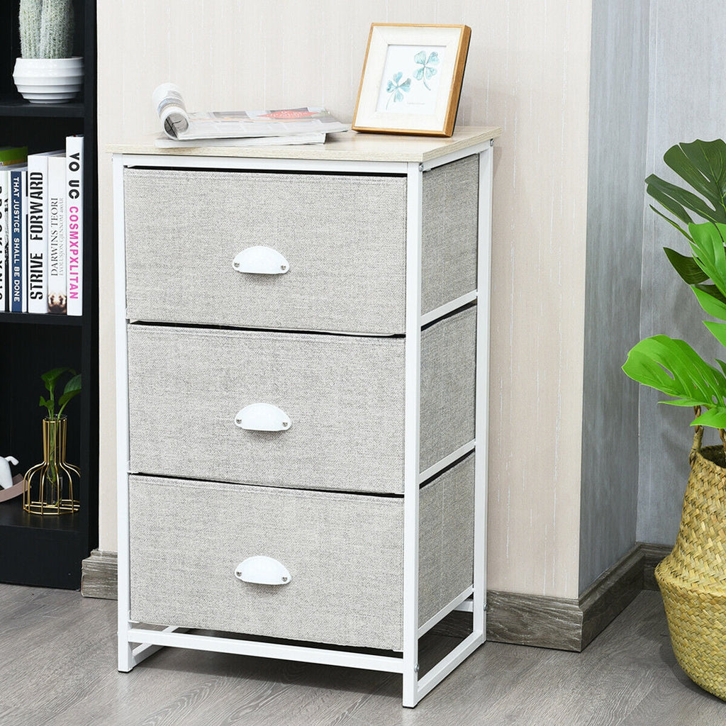 Nightstand Side Table Storage Tower Dresser Chest with 3 Drawers