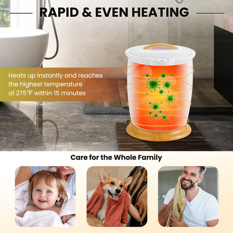 Bathroom Towel Warmer Bucket with Fragrance Holder and Auto Shut