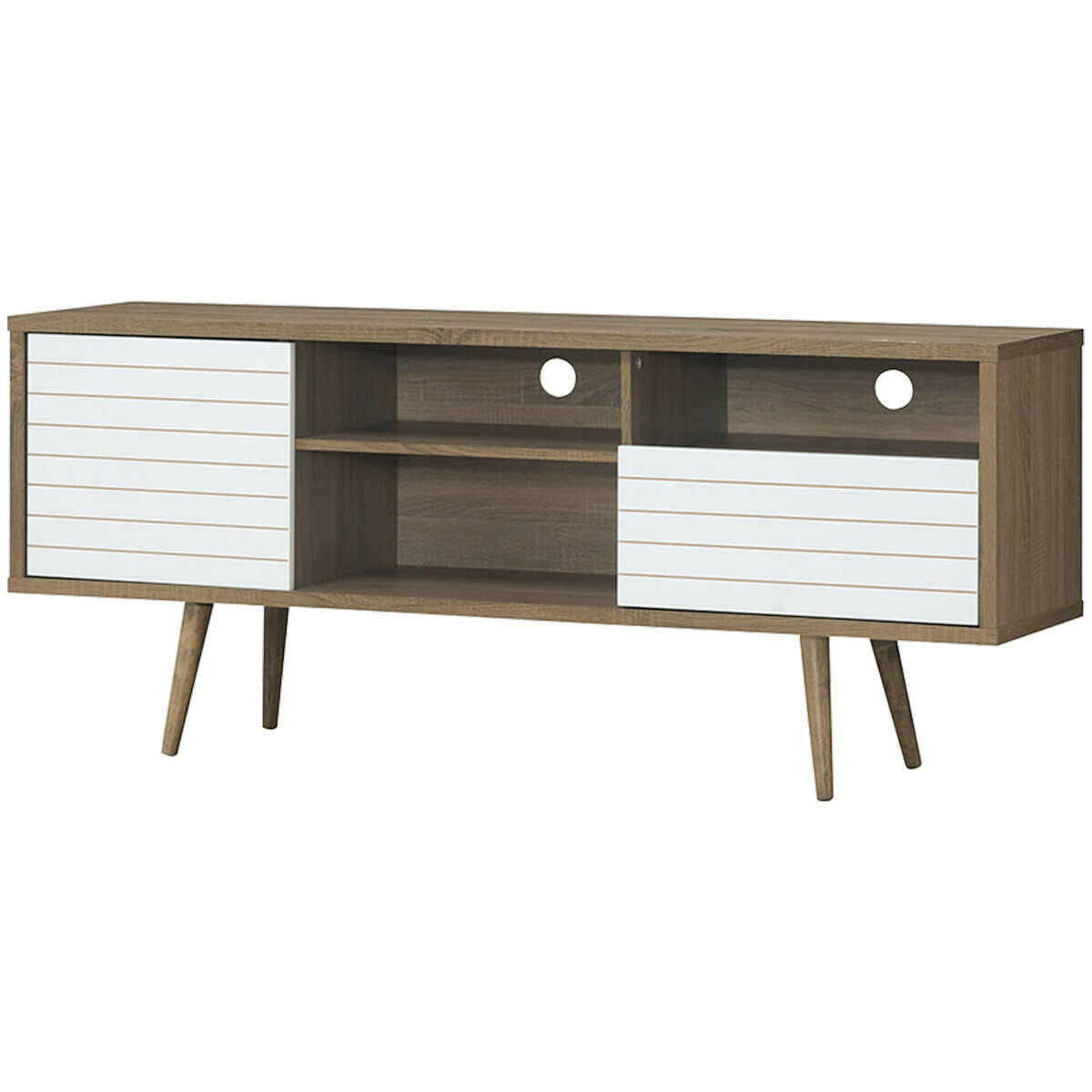 Mid-Century Modern TV Stand for TVs up to 65 Inch with Storage Shelves